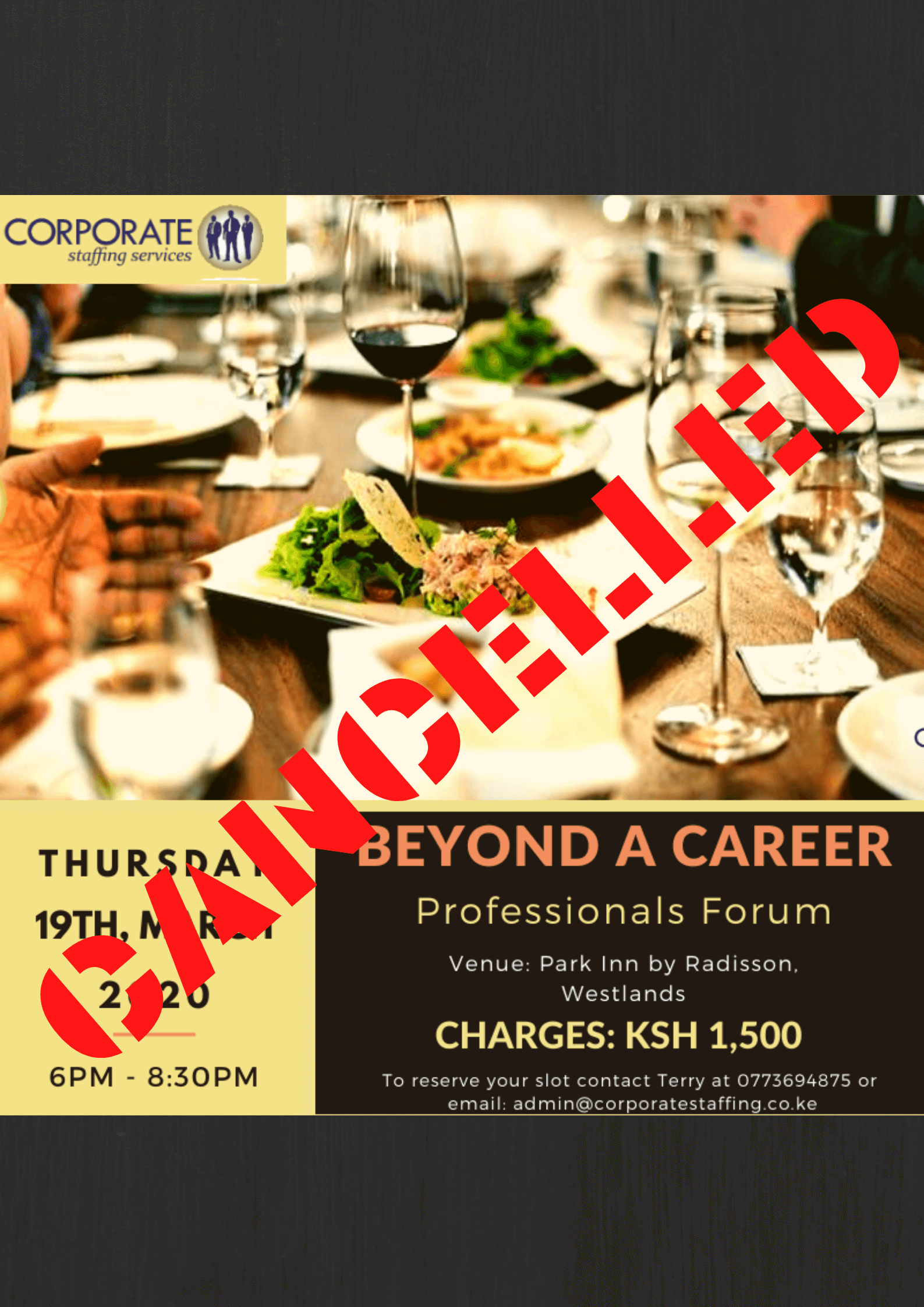 Cancellation Of The March Professionals Forum